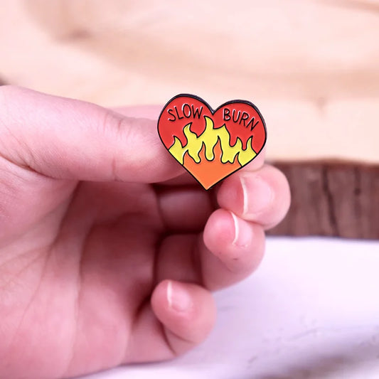 Slow Burn Flaming Heart Enamel Pin