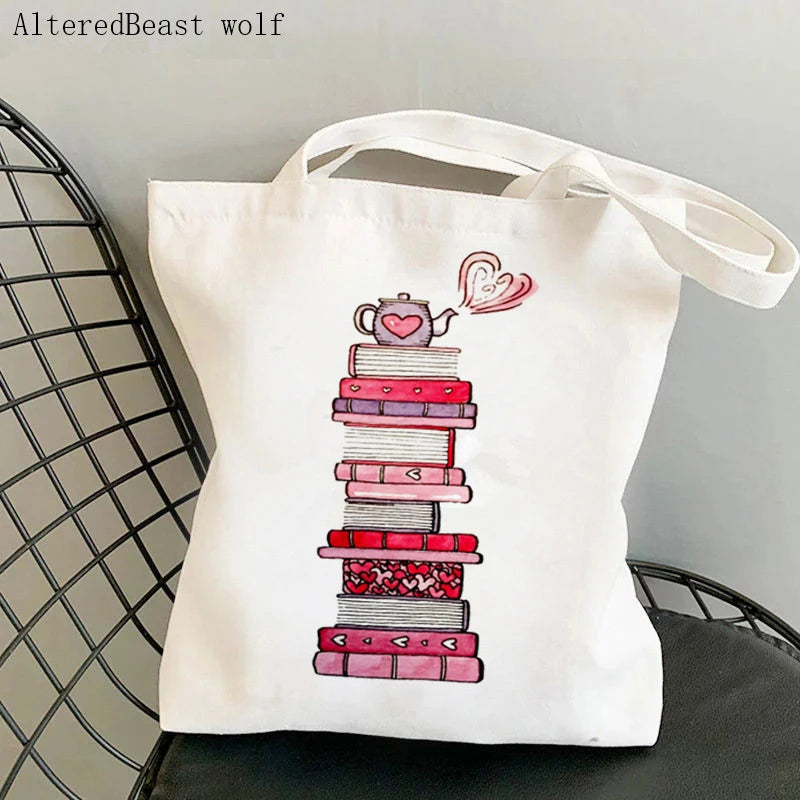 Romance Book Stack Bookish Tote Bag